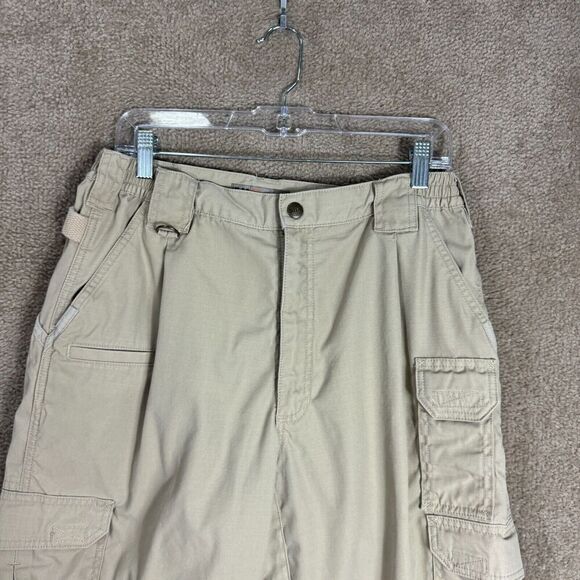 5.11 Tactical Cargo Pants Mens Size 34 x 34 Khaki Straight Elastic Waist Ripstop - Picture 2 of 12